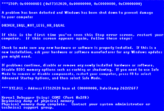 stop errors and blue screen of death bsod
